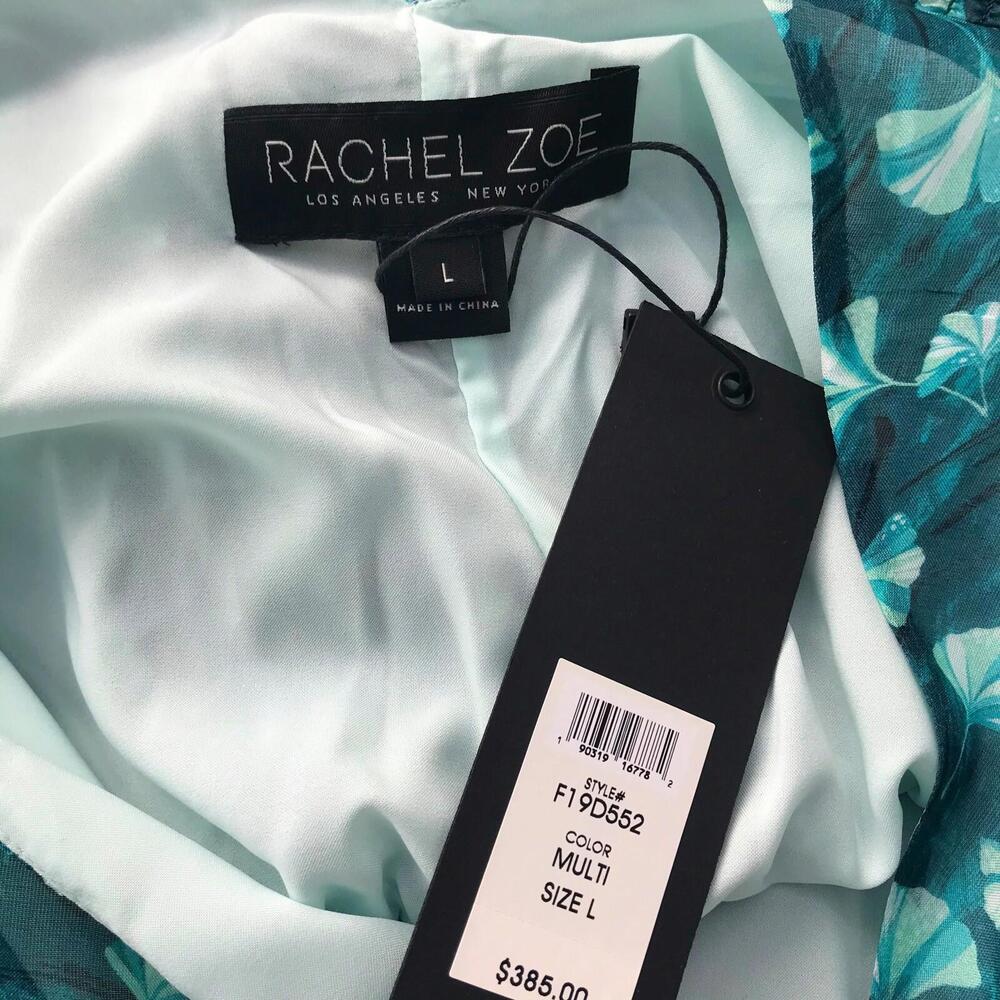 NWT Rachel Zoe - Green Gingko leaf print dress, L - Picture 7 of 9